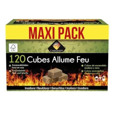 Immagine di MAXIPACK CHEMINETT 15720 12 secchi di Accensione Ecologici Scatola da 120 pezzi naturali per accendere fuoco camini, stufe e/o caminetti