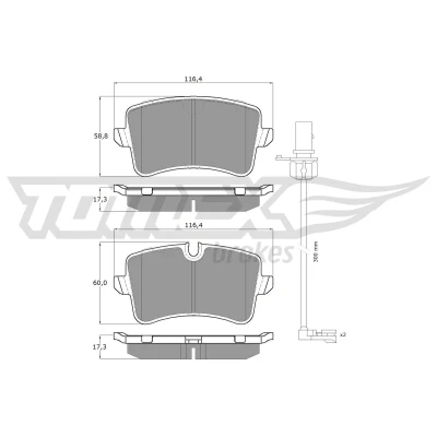 Immagine di TOMEX brakes TX 16 81 Kit pastiglie freno Assale posteriore Con contatto segnalazione usura AUDI: A8 D4