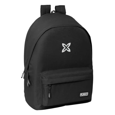 Immagine di Safta Munich Basic Zaino per laptop da 15,6&quot; e USB, ideale giovani di diverse età, tessuto riciclato, comodo versatile, qualità resistenza, 31 x 18 44 cm, colore: Nero, Estándar,