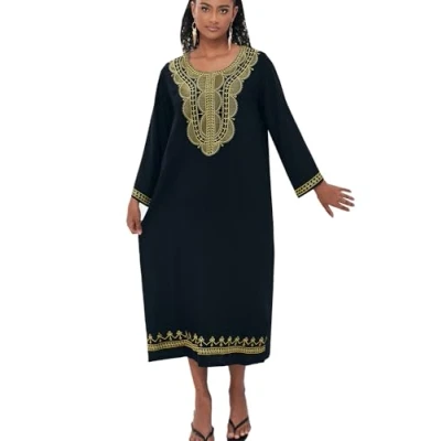 Immagine di YOUKD Kaftano Lungo in Cotone Estivo da Donna Costume Bagno Maxi Bohemian Accappatoi Spiaggia