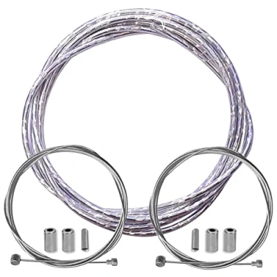 Immagine di cyclingcolors Guaina freno bicicletta con cavo terminali kit anteriore posteriore compatibile Shimano Sram città strada vtt performance, Argento laser