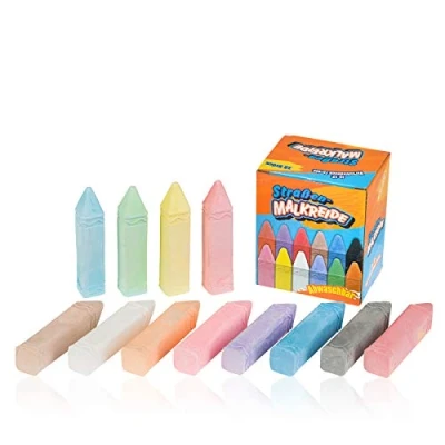 Immagine di Smart Planet® gessetti per strada 12 pezzi circa 10 x 2 cm colorati bambini dipingere su lavabili