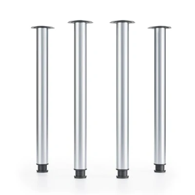 Immagine di ATM® Set di 4 gambe da tavolo, colore argento, altezza 710 mm, regolabile, diametro 60 scrivania, per mobili, portata fino a 75 kg piede