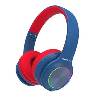 Immagine di Cuffie per Bambini, PowerLocus Bluetooth con Luce LED, Senza Fili Pieghevoli Microfono, Micro SD/TF, HD Stereo, 94DB Limitazione del Volume, Wireless e Cavo,per Ragazzi Ragazze