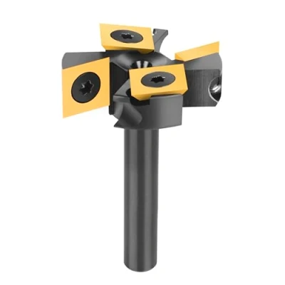 Immagine di SpeTool Fresa per Spianare Legno Gambo 8mm CNC con 2+2 Inserti in Carburo di Tungsteno a Fresatrice Verticale Diametro Taglio 38,1mm Rivestimento ATS Fraiser
