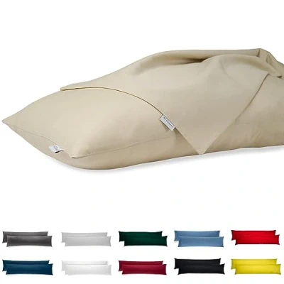 Immagine di Flowen Federe Cuscini Letto Matrimoniale e Divano 40x145 Set 2 Copricuscini 100% Cotone Effetto Seta Tessuto Morbido Anallergico Antiacaro Traspirante Coppia Fodere Rettangolari Lavabili in Lavatrice