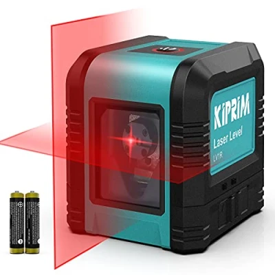 Immagine di Livella Laser Autolivellante, Kiprim LV1R Cross Modulo Doppia Linea Verticale/Orizzontale Laser, IP54 Antipolvere, Impermeabile, Anti Goccia da 1 m, ±4 Livellamento Automatico