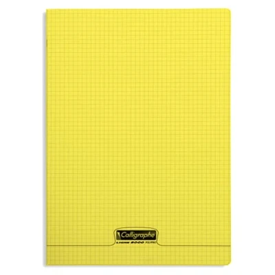 Immagine di Calligraphe 18384C un quaderno a punto metallico Giallo (un marchio di Clairefontaine) 24x32 cm 96 Pagine quadretti piccoli, Carta Bianca 90g Copertina in polipropilene Trasparente