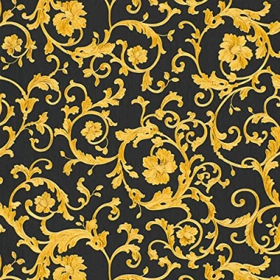 Immagine di Carta da parati Versace Damasco tessuto non 10.05 m x 0.70 Oro Nero Giallo Made in Germany 343262 34326 2