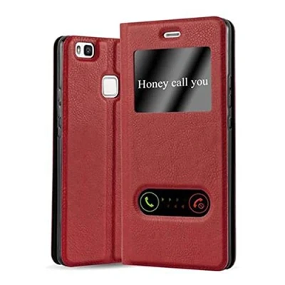 Immagine di Cadorabo Custodia Libro per Huawei P9 Lite in Rosso Zafferano con Funzione Stand e Chiusura Magnetica Portafoglio Cover Case Wallet Book Etui Protezione