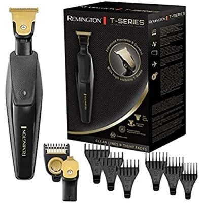 Immagine di Remingotn Regolabarba Uomo 2 lame rivestite in titanio: 30 mm e 7 Rifinitore di precisione a T, 6 pettini estensione + pettine fissaggio regolabile, 100% impermeabile, regolabarba, MB7000