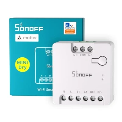 Immagine di SONOFF MINI D Interruttore Intelligente WiFi 2.4G Contatto Secco 8W Protocollo Matter compatibile con Alexa, Google Home, Home Assistant Adatto per porte del garage, sistemi di accesso e altro