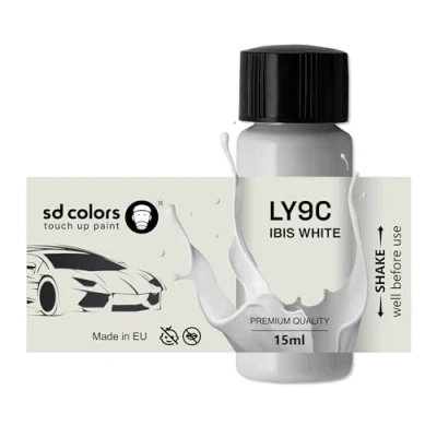 Immagine di SD COLORS IBIS WHITE LY9C Vernice per ritocchi, 15 ML, riparazione graffi e scheggiature, codice colore (solo vernice)