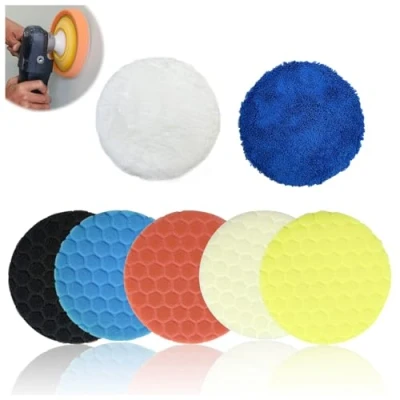 Immagine di 7 Pezzi Kit Tamponi Lucidatura Auto, 150mm Tampone per Auto con Cuscinetti di Cera Lana Set Polishing Pad Lucidare, Levigare e Cerare