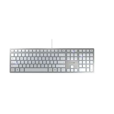 Immagine di CHERRY KC 6000 SLIM, Tastiera di design Ultrapiatta, Layout per l&#039;Unione Europea (QWERTY), Con Filo (Porta USB A), Tasti Silenziosi, Scritte a lunga Durata, Argento