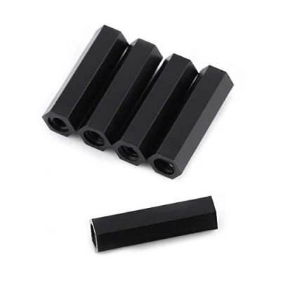 Immagine di Distanziali Esagonali, Akozon 100 pezzi Filettati M3 25mm Distanziale Femminile Filettato Esagonale Kit Assortito di Distanziatori ​in Nylon Nero (M3x25)
