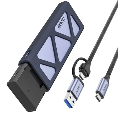 Immagine di BENFEI Case SSD M.2 NVMe PCIe USB C 3.2 Gen 2 10Gbps UASP, Tool Free per Disco Rigido 2TB M/M&amp;B Key 2230/2242/2260/2280, Hard Disk con Cavo Compatibile 970 Evo Plus 980 PRO WD SN770