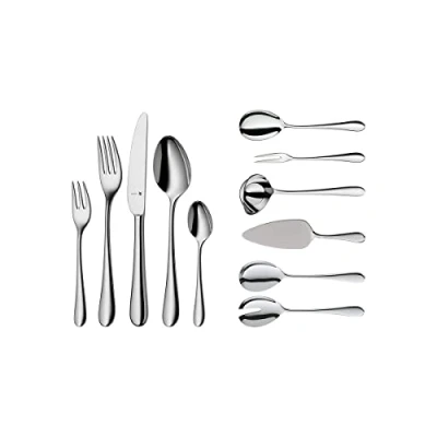 Immagine di WMF Merit set posate 12 persone in Acciaio Inox 18/10 Cromargan, 66 pezzi, Servizio con Forchette, Coltelli, Cucchiai, Cucchiaini Caffè, Forchettine Dolce, 6 Mestoli