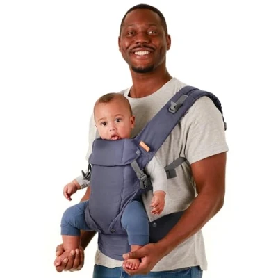 Immagine di Beco Gemini Porta Bebè Neonato Marsupio Ergonomico Zaino &amp; Bambino Con Seduta Regolabile Fascia Elastica da 3 a 16 kg (Blue Linen)