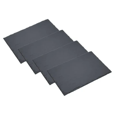 Immagine di Artesà Set di 4x Tovagliette / Piatti in Ardesia, 30 x 20cm, Ardesia Nera