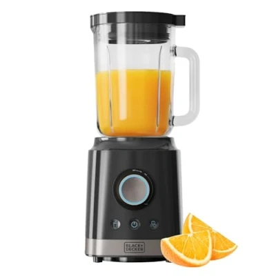 Immagine di Black+Decker Miscelatore per bicchiere BXJB2000E 2000 W Brocca in vetro 1,8 L Lame acciaio inox Funzioni TURBO, SMOOTHIE, PICA GHIACCIO Sistema di sicurezza Piedini antiscivolo Bocca