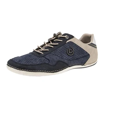 Immagine di bugatti Sneakers casual con suola flessibile, scarpe stringate memory foam, lacci elastici Uomo, Blu Scuro, 46 EU