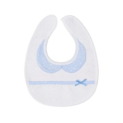 Immagine di Filet Bavaglino neonato con colletto colorato Tasca in Tela Aida 55 fori Chiusura Velcro Confezione da 1 100% Made Italy