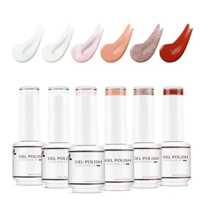 Immagine di Nicedeco Kit Smalto Semipermanente Rosso Unghie Rosa Smalti Gel per Lampada UV LED Soak Off Nail Polish Normal Set 17, 6x8ML