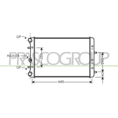 Immagine di PRASCO SK320R002 Radiatore motore Alluminio 630 414 23 con giunti rapidi Alette di raffreddamento montate meccanicamente SKODA: Fabia I Hatchback