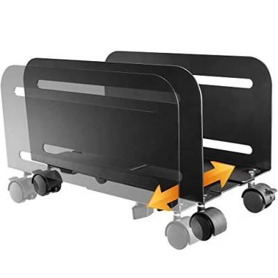 Immagine di RICOO Carello PC Supporto RH 04 casse computer con rotelle Sostegno torre pavimento Work station Universale ruote Scrivania ufficio Nero