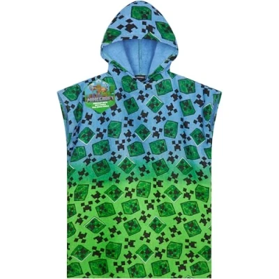 Immagine di MINECRAFT Asciugamani Bagno con Cappuccio Asciugamano Doccia Ragazzi Creeper Accappatoio Poncho Bambino Telo Mare Bambini Idee Regalo (Multicolori, 10 13 Anni)