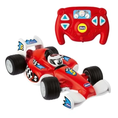 Immagine di Chicco Tom Race RC, Macchinina Telecomandata, Design sportivo, Telecomando Ergonomico e Intuitivo a Infrarossi, 4 Pulsanti Interattivi Direzionali, Suoni Reali Auto da Corsa, Giochi Bambini 2 6 Anni