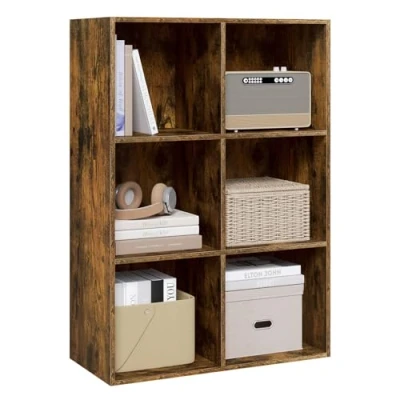 Immagine di WOLTU Libreria con 6 Cubi, Scaffale per Libri, Verticale Camera da Letto, Soggiorno, Studio, Ufficio, Legno Ingegnerizzato, Marrone rustico, 59.6x29x89cm