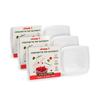 Immagine di VIROSAC Vaschette per alimenti con coperchio, piccole, 4 pezzi confezione, kit da 3 confezioni