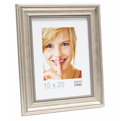 Immagine di Deknudt Frames, Cornice portafoto con Rete in Resina, Legno, Argento, 30 x 45 cm