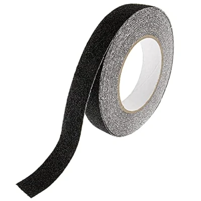 Immagine di SeKi nastro antiscivolo nero, 25 mm x 10 m, di sicurezza per scale, gradini, piastrelle, rampe, scale o pavimentazioni; autoadesivo