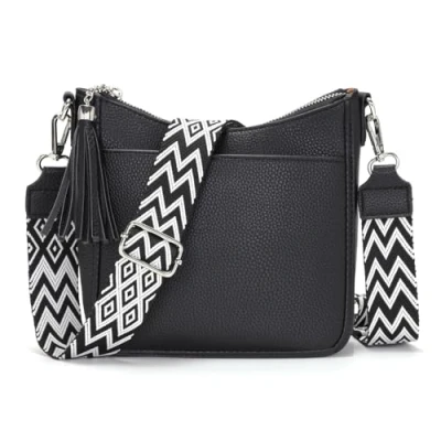 Immagine di YISUOHOOM Borsa Tracolla Donna Nero a in Morbida Pelle PU Crossbody Bag per Lavoro Quotidiano Shopping Appuntamenti Viaggi