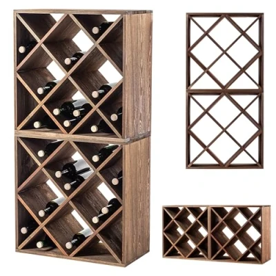Immagine di KADAX scaffale per vino in legno, 60 x 30,5 120 cm, grande portabottiglie molte bottiglie di vino, impilabile, bottiglie, armadietto rustico, stabile, salvaspazio, made