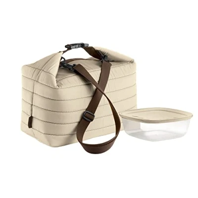 Immagine di Guzzini Borsa Termica Grande con Tracolla On The Go, Argilla, 30 x 18 h30 cm, Contenitore 19.6 h7 1400 cc