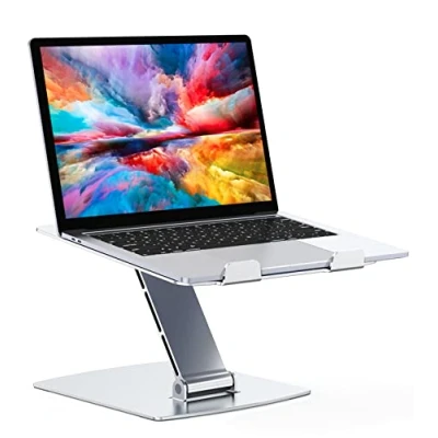 Immagine di Glangeh Supporto PC Portatile, Porta Pieghevole, Ergonomico Laptop Stand con 8 Livelli Regolabile Altezza, Alluminio Ventilato Computer Compatibile MacBook Air Pro, 10 16&#039;&#039;