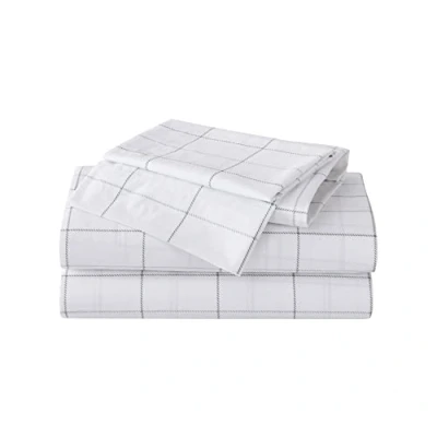 Immagine di Eddie Bauer Home Sheets Set di biancheria da letto in percalle cotone, fresco e fresco, elegante decorazione per la casa, pieno, plaid nord grigio/bianco