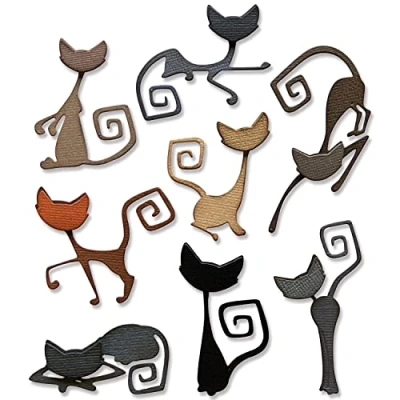 Immagine di Sizzix Set di Fustelle Thinlits 16 Pezzi Mischievous Tim Holtz 665996 Capitolo 3 2022, Carta Plastica, Multicolor, One Size