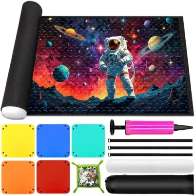 Immagine di POWLYB Puzzle Mat, Tappeto Feltro 1000 1500 2000 3000 Pezzi, Tappetino Puzzle, Puzzle,Risparmio Puzzle,Puzzle Roller,Puzzle Portatile Tappetino,Puzzle