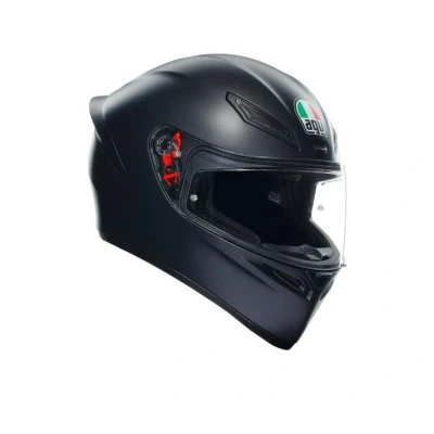 Immagine di AGV Casco K1 S E2206, Moto Integrale ECE da Uomo, Stile Racing con Spoiler Aerodinamico, Prese d&#039;Aria e Visiera Antigraffio, Campo Visivo 190, Predisposizione Interfono, Nero Opaco