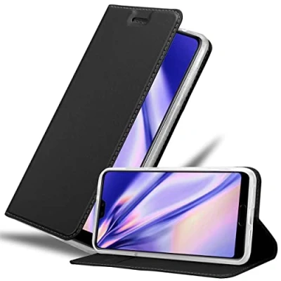 Immagine di Cadorabo Custodia Libro per Huawei P20 in CLASSY NERO con Vani di Carte, Funzione Stand e Chiusura Magnetica Portafoglio Cover Case Wallet Book Etui Protezione