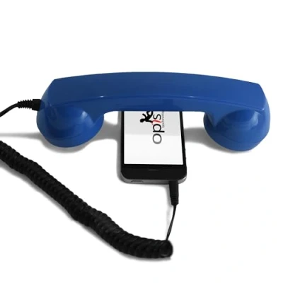 Immagine di Opis 60s Micro (Versione Android) : Cornetta Per Cellulare/Auricolare A Forma Di Cornetta/Cornetta Smartphone/Cornetta Tablet/Cornetta Telefono Blu/Cornetta Blu