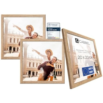 Immagine di CABBEL confezione da tre (3 pezzi) cornici 20x20 cm in legno MDF Rovere con plexiglass infrangibile/Moderno