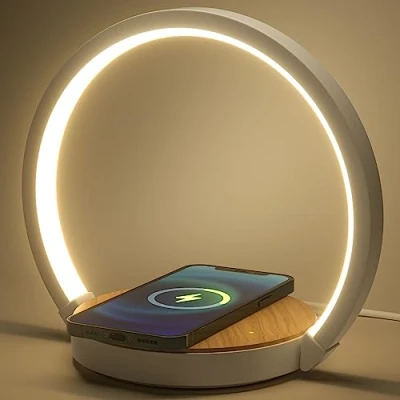 Immagine di VOSFEEL Lampada da Comodino a 3 intensità con Caricabatterie Wireless Controllo Touch Tavolo Scrivania