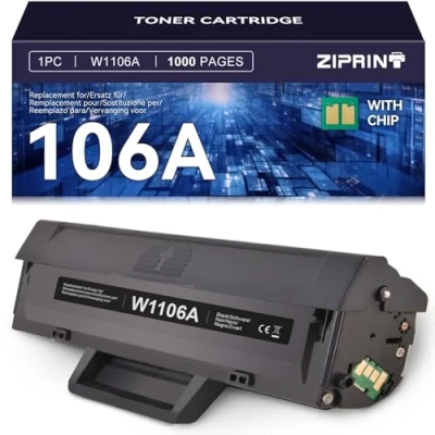Immagine di ZIPRINT 106A toner compatibile for hp W1106A per laserjet mfp 137fnw /107w/137fw/135a/135w /107a/135wg/135r /107r(1 nero)