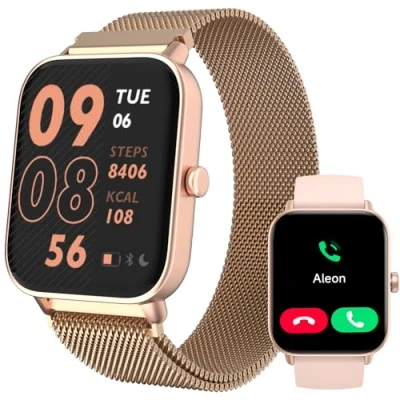 Immagine di TOOBUR Orologio Smartwatch Donna, 1.8&quot; Fintess Tracker con Alexa, Chiamate Risposta, 100 Sport, Contapassi e Cardiofrequenzimetro, Impermeabile IP68, Compatibile iOS Android, Dorato